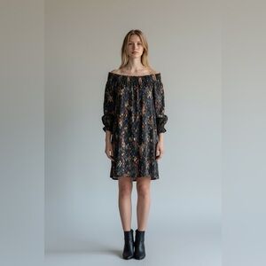 NWT Beach Lunch Lounge Off Shoulder Dress Black Geo Size XL